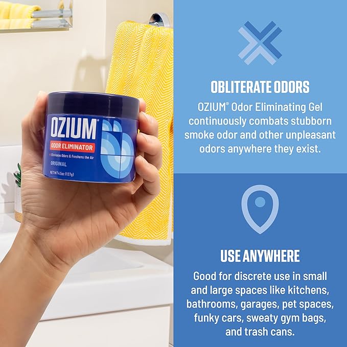 Ozium 8 Oz. 1 Pack Odor Eliminating Gel for Homes, Cars, Offices and More