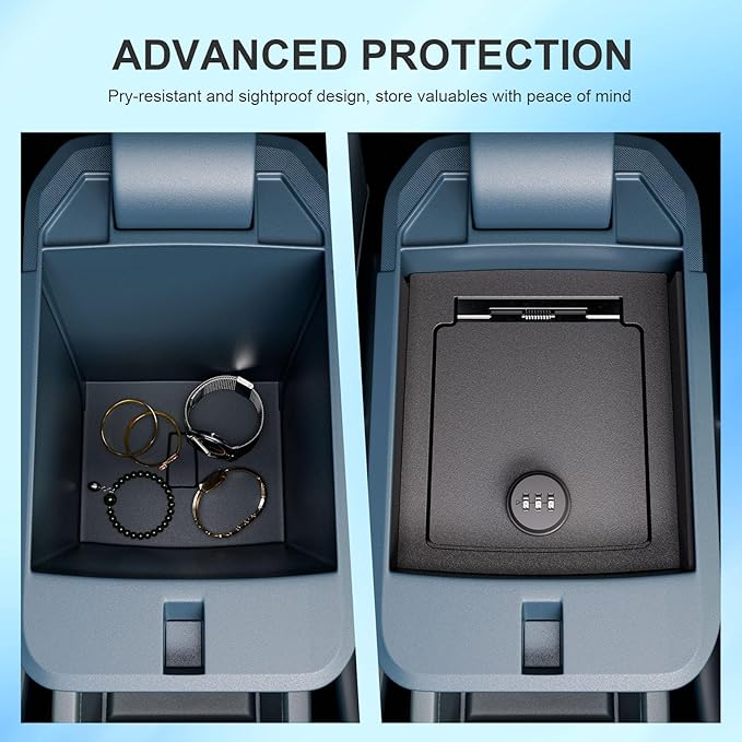 SZYANG Center Console Safe Organizer Compatible with 2022-2025 Ford Maverick Lock Box Console Safe Vault Replacement for 2022-2025 Ford Maverick Accessories