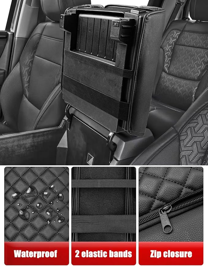 KBH Center Console Armrest Cover for Toyota Tundra 2022 2023 2024 2025 2026, Vinyl Leather Trim, Durable Middle Console Protector, Zipper Closure, Anti-Scratch