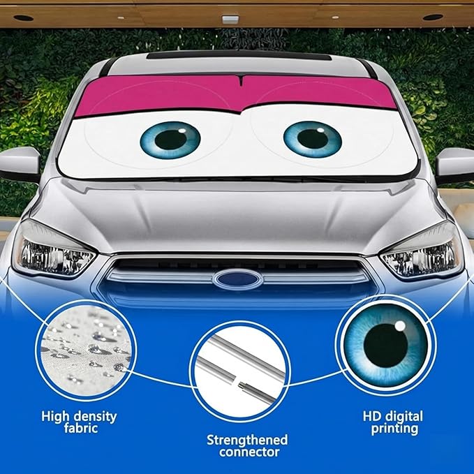 eygeufg Windshield Shade, Car Sun Shade for Front Windshield (Pink, Standard)