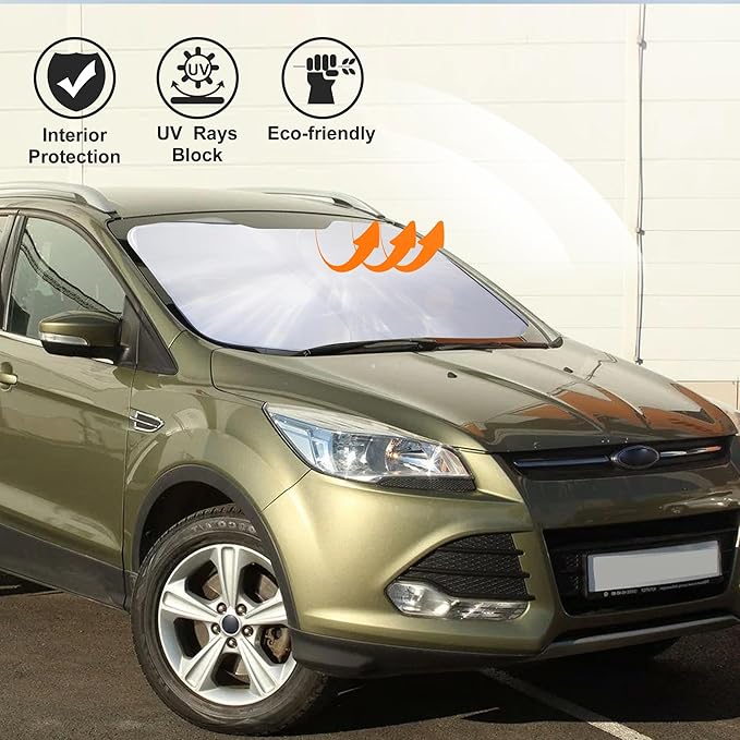 Windshield Sun Shade Compatible with Ford Escape 2013-2019 Accessories Foldable Window Sunshade Sun Visor Protector Blocks Sun Rays