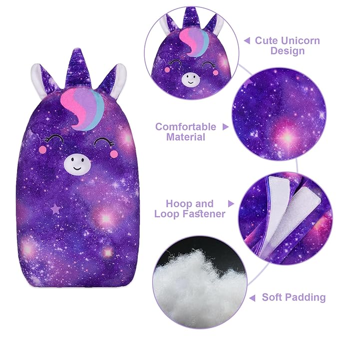 FIODAY Car Seat Belt Covers for Kids Unicorn Seat Belt Pillow Soft Seat Belt Cushion Adjust Seat Strap Pillow Head Neck Support for Children Boys Girls Travel, Deep Purple