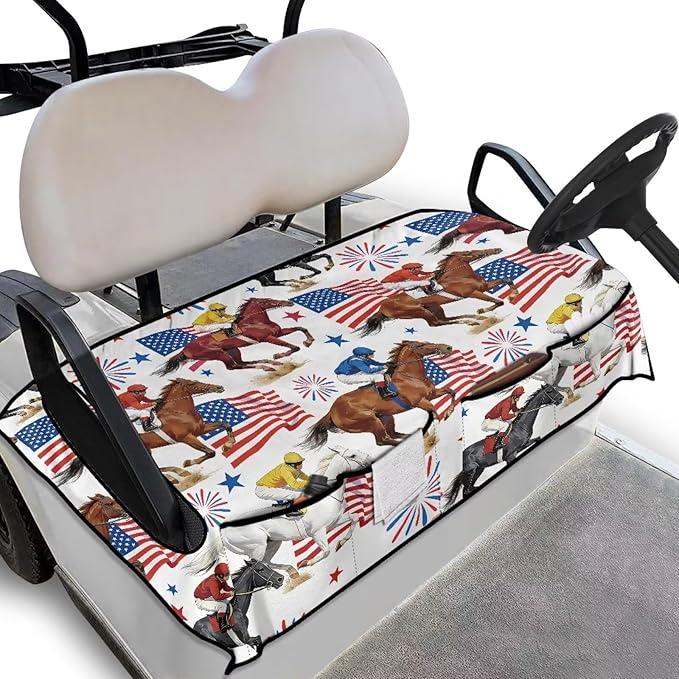 Biyejit Golf Cart Seat Covers with 4 Pockets Golf Cart Seat Towel Blanket Fits 2-Seat Golf Carts, Golf Cart Accessories
