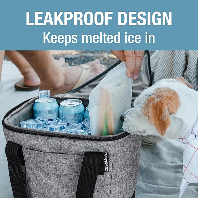 CleverMade Collapsible Insulated Cooler Bag – Leakproof Soft Cooler for Beach, Travel, Car – Bottle Opener