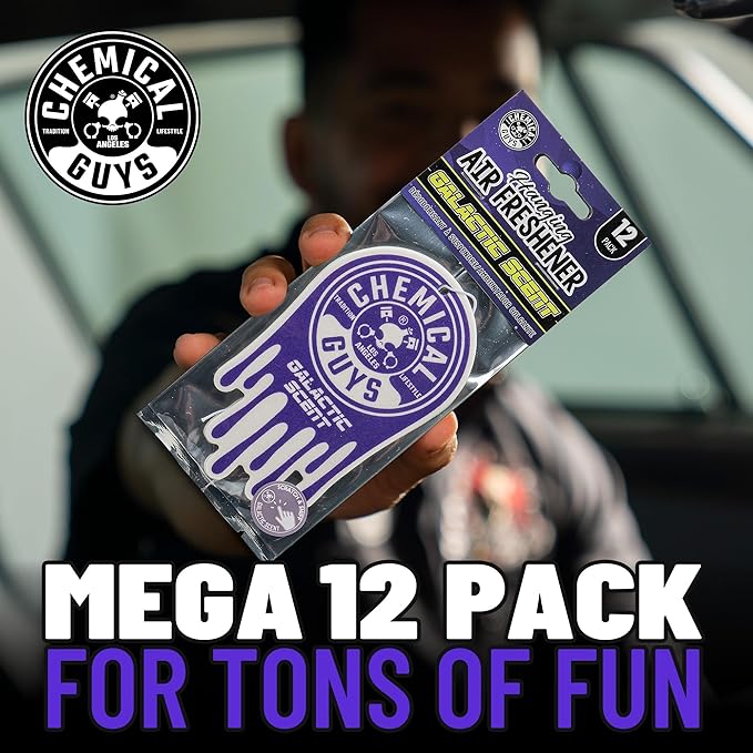 Chemical Guys Hanging Air Freshener, Galactic Scent 12 Pack, Great for Cars, Trucks, SUVs, RVs, Home, Garage, Workspace, Dorm Room & More (4 x 3 Packs) - AIR42304