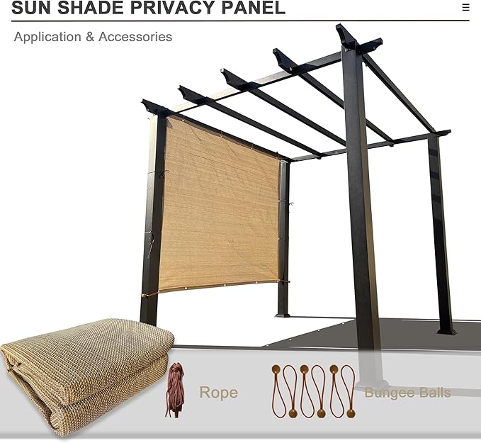 Sun Shade Privacy Panel with Grommets on 4 Sides for Patio, Awning, Window Cover, Pergola or Gazebo (Walnut, 10' x 8')