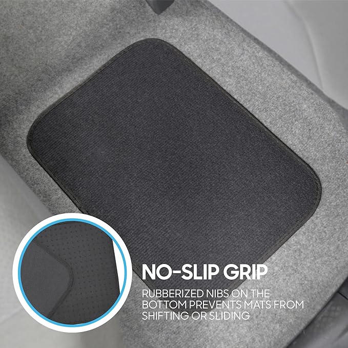 BDK Classic Carpet Floor Mats for Car & Auto - Universal Fit -Front & Rear with Heelpad (Charcoal) - MT100CC