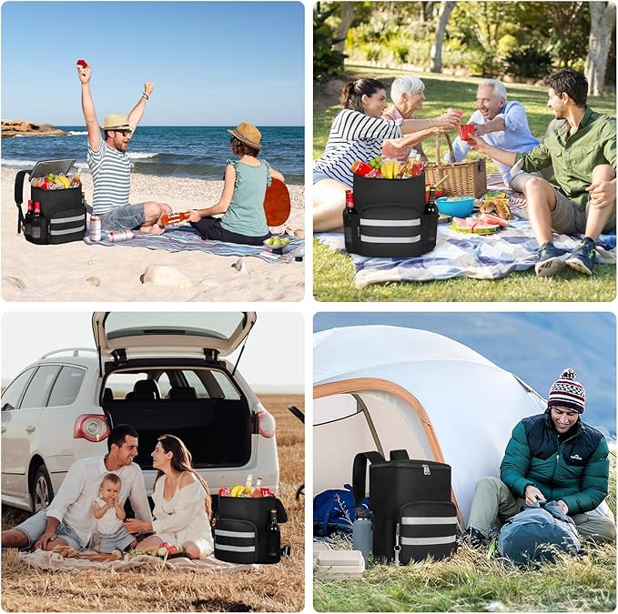 Cooler Backpack - 54 Cans Insulated Leak Proof Cooler Bag for Men & Women, Portable Picnic Camping Beach Hiking BBQ Lunch Backpack for Men and Women -Black
