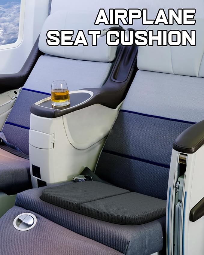 Gel Seat Cushion, Portable Travel Cushion for Long Sitting, Thick & Foldable, 14.5" x 10.5" Large Size Chair Seat Cushion for Office Chair Car Wheelchair, Relief Sciatica Coccyx Pain