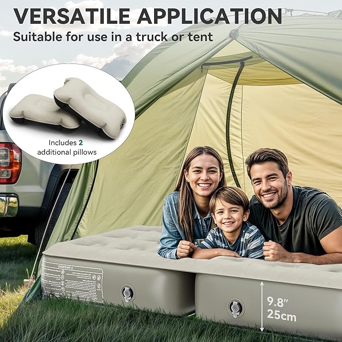 YITAHOME SUV Air Mattress with Pump, Pillows, Carry Bag & Repair Kit, 10" Inflatable Car Camping Bed for SUV, Jeep Wrangler, 4Runner & Mid-to-Large SUVs, Gray