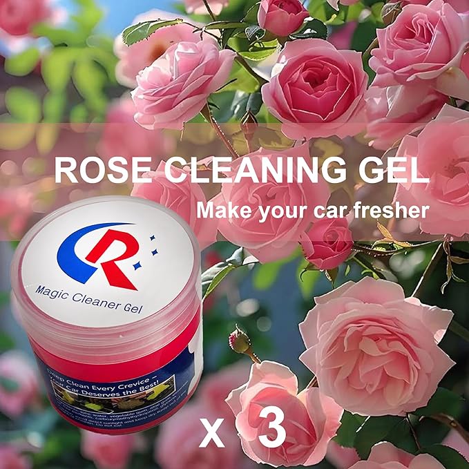 3-Pack Car Cleaning Gels Car Interior Cleaner Putty Slime Auto Detailing Tools Universal Dust Removal Cleaning Kit for Car Accessories Vents 3C Office Scented Rose