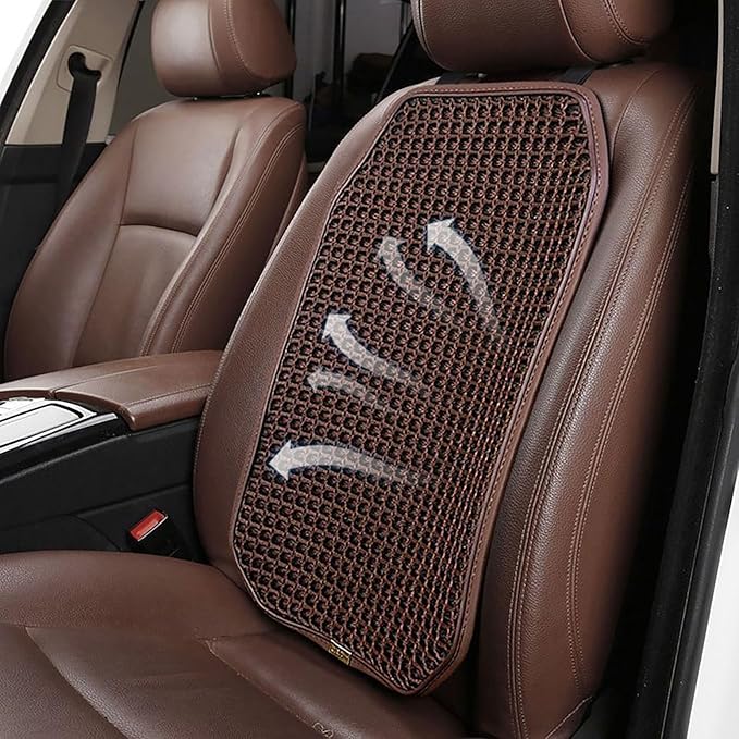 New Summer Vented Cooling Air Mesh Seat Cushion Pad for Car,Universal Ventilated Breathable Seat Cover Fits Car SUV Truck Van Pickup of Driving Seat for Men Women (Brown-BackCushion-1PCS)