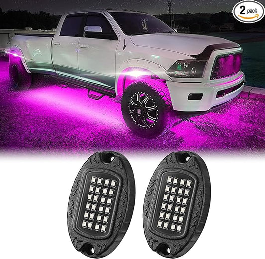 2 Pods Replacement Damaged Pod for Segmented Metal RGB LED Rock Lights 12v Underglow Light Multicolor Waterproof Neon for Jeep Trucks ATV UTV Golf Cart Offroad Pickup RZR SXS