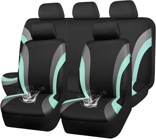 CAR PASS EVA Waterproof Car Seat Covers Full Set, Mint Seat Covers for Cars,Airbag Compatible,Universal Fit Sedans,Vans,SUVs,Trucks (Black and Mint)