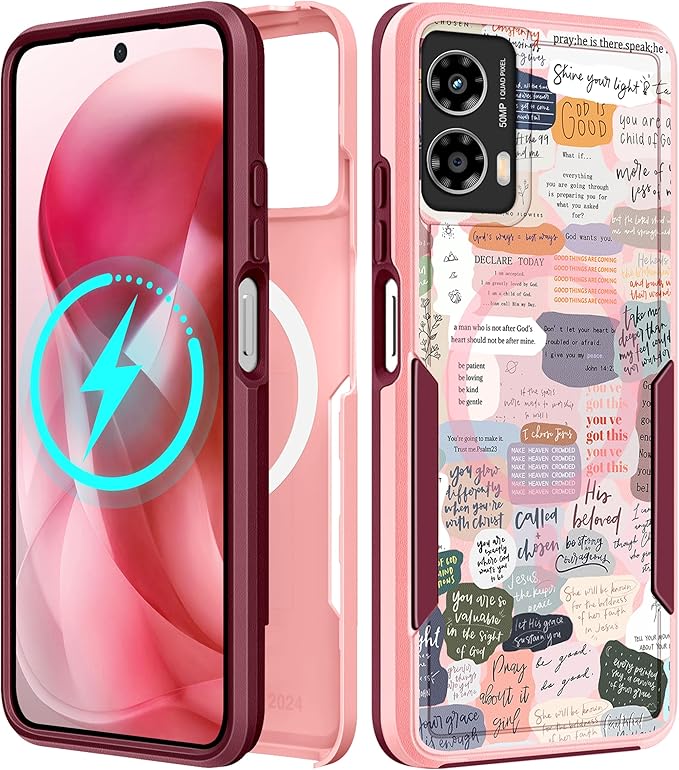 for Moto G Power 5G 2024 Case - Compatible with MagSafe Women Girls Cute Magnetic Phone Cover Girly Kawaii Unique Pretty Heavy Duty Shockproof Design for Motorola Moto G Power 5G 2024 Cases