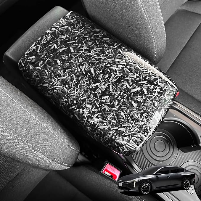 ABS Car Central Console Armrest Cover Armrest Cushion Cover Center Console Box Pad Compatible with Kia K4 2025 2026 Accessories (Forged Black Style)