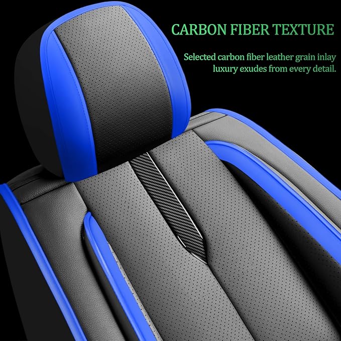 Fit Tucson Car Seat Covers for Hyundai Tucson 2010-2024 2025 2026 -Upgraded Premium Waterproof & Breathable Leather,Airbag Compatible,All-Weather Seat Cushion Protector,Full Set,Black-Blue