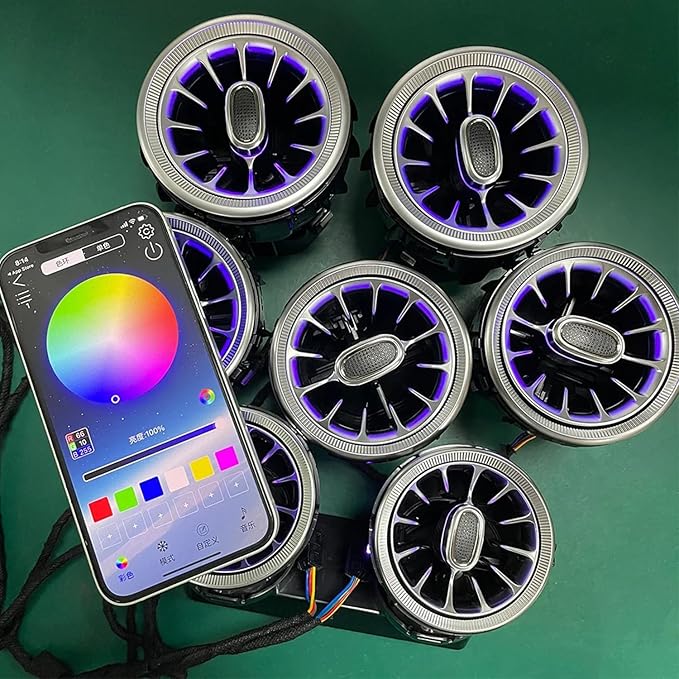 256 Colors Car Decor Interior Light, LED Turbine Air Vent Ambient Lighting Kit, Neon Atmosphere Lamp AC Accessories Fits for 2016-2022 Mercedes Benz GLC250 GLC300 GLC43 GLC63 GLC-Class X253