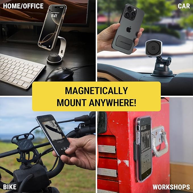Scosche MPLT54T-4PKBP0 MagicMount Replacement Plate Kit for Magnetic Car Phone Mount Holder, Metal Plates w/Extra Strength Hold for Smartphone, Tablet, Magnet Cell Phone Stand & Phone Case, Pack of 4
