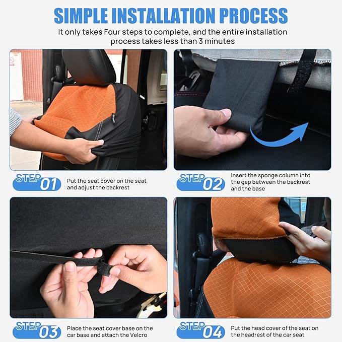 Nilight Car Seat Cover 2PCS Black Brown Breathable Mesh Interior Covers with Removable Headrest Airbag Compatible Universal for Cars Truck and SUV Front Seats