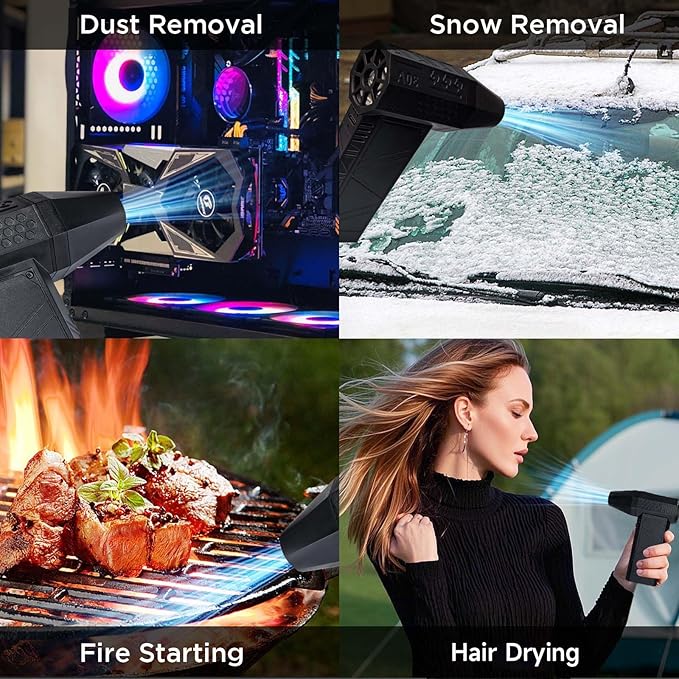 Compressed Air Duster - 130000RPM Brushless Cordless Blower, 5000mAh Rechargeable, 3-Speed Mini Duster with Fast Charging for Computer, Keyboard, Car, Home Cleaning