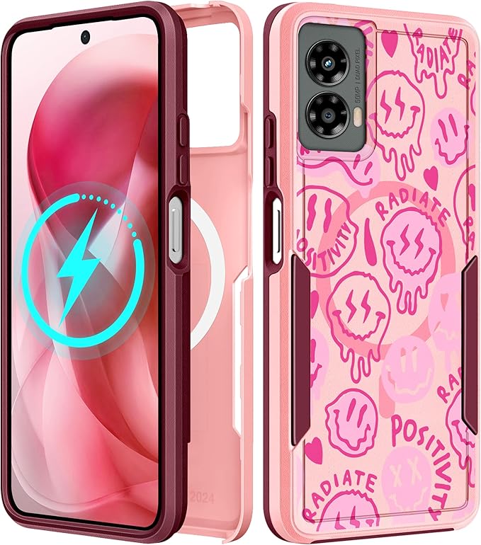 for Moto G 5G 2024 Case - Compatible with MagSafe Women Girls Cute Magnetic Protective Phone Cover Girly Kawaii Pretty Fashion Heavy Duty Shockproof Design for Motorola Moto G 5G 2024 Cases