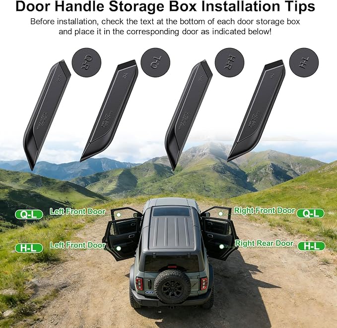5-PCS for 2025 Ford Bronco Center Console Organizer & Handle Storage, Including Base/Big Bend/Outer Banks/Badlands/Heritage Edition/Raptor (Not for 2-Door & Bronco Sport)