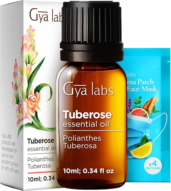 100% Pure Tuberose Essential Oil - 0.34 Fl Oz - Tuberose Oil for Hair, Skin, Diffuser, Aromatherapy & DIY Candle Making Scent