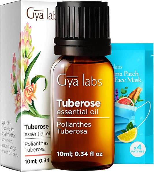 100% Pure Tuberose Essential Oil - 0.34 Fl Oz - Tuberose Oil for Hair, Skin, Diffuser, Aromatherapy & DIY Candle Making Scent