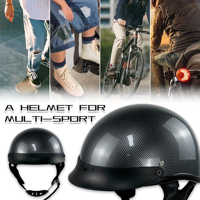 Adult Unisex Black Half Motorcycle Helmet, DOT Approved, for Chopper Moped Scooter Motorbike Electric
