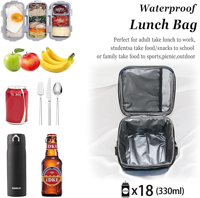 TuErcao Insulated Cooler Bag 6/24 Can Collapsible Leakproof Soft Sided Cooler for Car, Portable Foldable Small Ice Chest for Beach Camping Picnic Travel, 5/15qt Lunch Box for Men Work