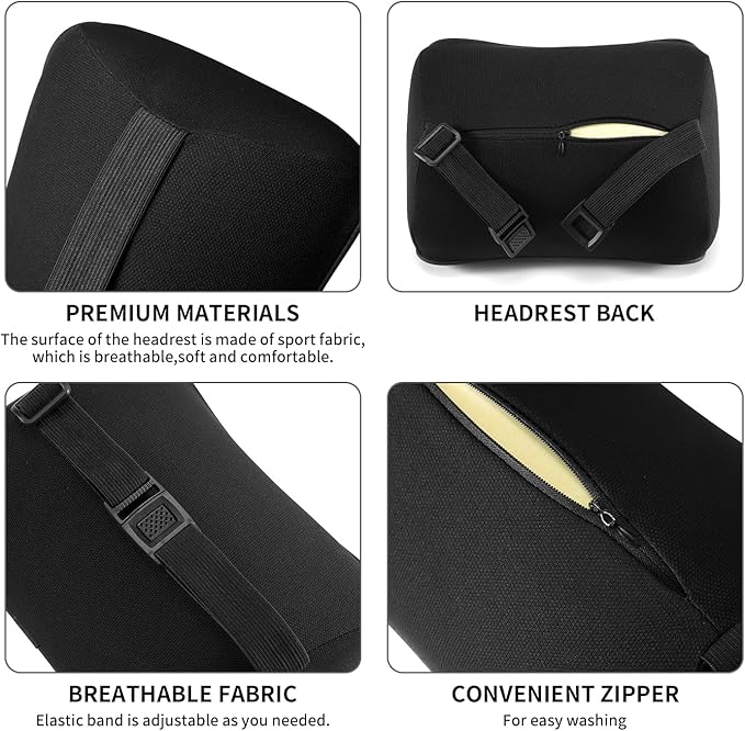 Car Headrest Pillow, Soft Memory Foam Car Neck Pillow with Adjustable Strap, Removable Breathable Cover for Long Drives & Office (Beige, Pack of 1)