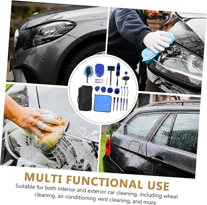 LIFKOME 25pcs Car Detailing Brushes Set Car Cleaning Kit Carrying for Including Tire Brushes Vent Wheel Cleaners Versatile Wash Tools