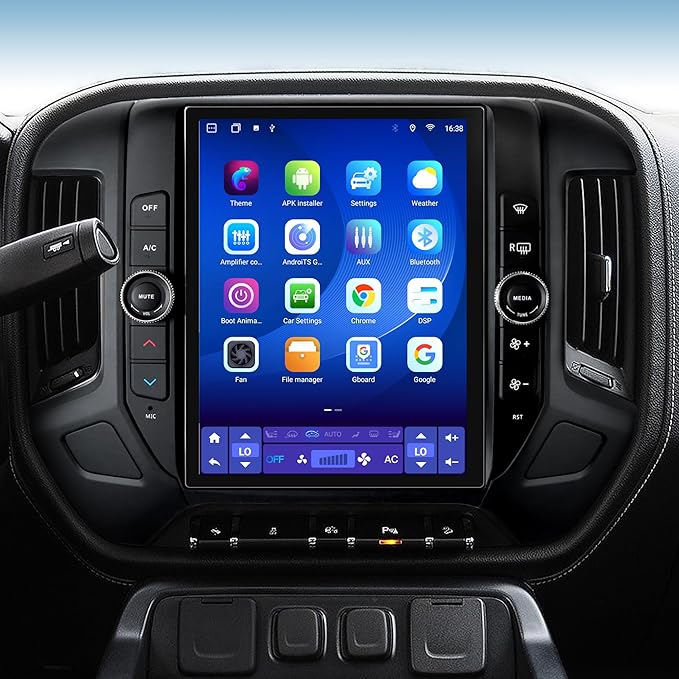 12.1" Radio Upgrade for Chevy Silverado GMC Sierra 2014-2018 8Core Sierra Stereo Android 13 T-Style Vertical Screen Headunit Wireless CarPlay Android Auto GPS 48EQ Backup Camera Mic,4+64G
