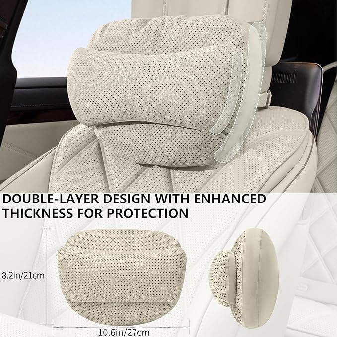 Car Neck Pillow, Comfortable Neck Pillow for Driving, Ergonomic Car Neck Support Pillow for Relieve Driving Fatigue, Suitable for Driving, Traveling (Beige)