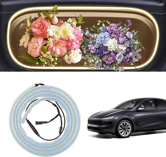 2025 Tesla Model Y Juniper Frunk Light Strip Ambient Lighting Kit LED Interior Lights for Model Y Juniper Accessories 2020-2026 Warm Light