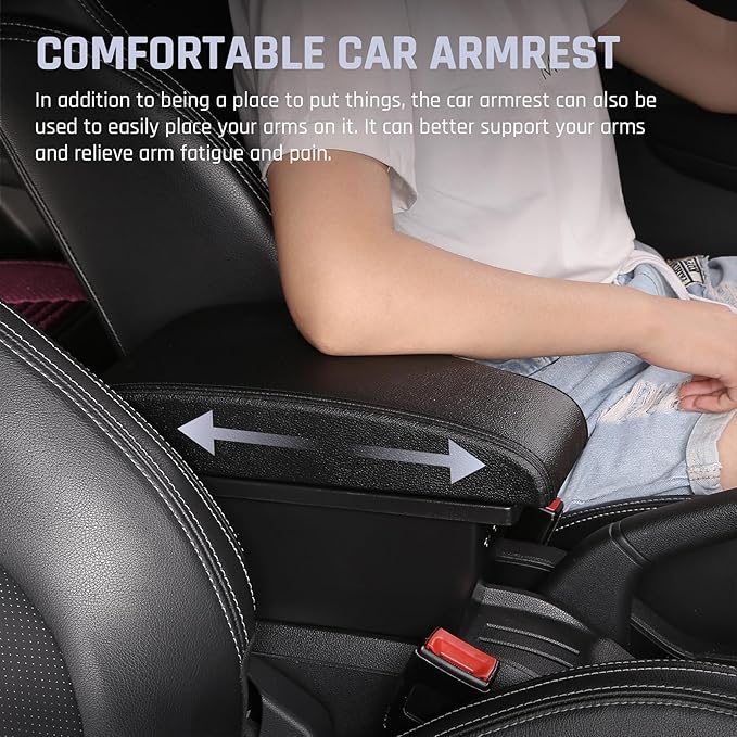 YJYWZH Car Armrest Storage Box for Toyota Hilux Center Storage Box Organizer Interior Hand Centre Consoles with 3 USB Port Arm Rest Double-Layer Accessories