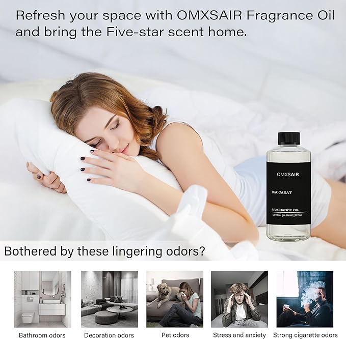 Baccarat Hotel Diffuser Oil Inspired by Baccarat NY hotel 16.9Fl Oz(500ml) - Hotel Fragrance Diffuser Oil & Home Luxury Scents - Saffron, Cedar,Ambergris Essential Oils Blend for Aromatherapy Diffuser