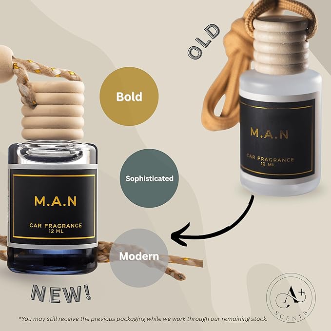 M.A.N Car Hanging Diffuser, Your Car will Smell Like the Sexiest Man Alive! - 12ml, Hanging Air Freshener for Automobile and Home - Lasts up to 60 days - Luxury Perfume | A+ Scents