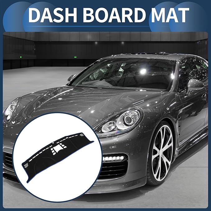 Dash Cover, Center Console Non-Slip Dashboard Carpet Mat for Porsche Panamera 2010-2016 High Configuration Polyester Black Blue,1Pc
