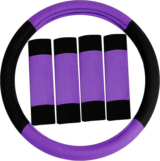FH Group Flat Cloth Car Seat Covers Purple/Black