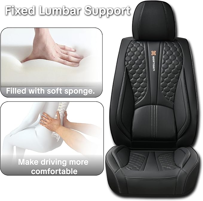 Black Car Seat Covers Full Set,Waterproof Leather Car Seat Covers,Suitable for suvs, sedans, and Pickup Trucks