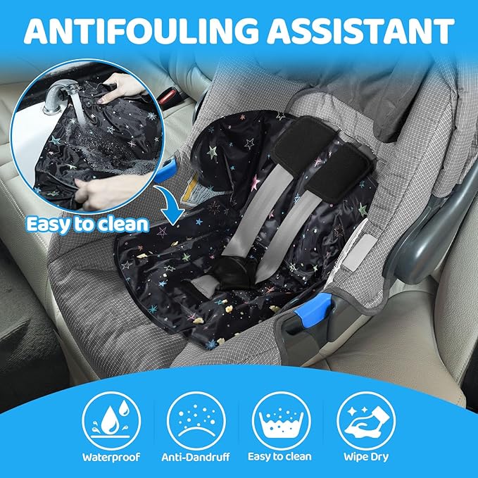 Orzbow Car Seat Cooling Pad for Babies, Toddlers, and Kids | Carseat Cooler Pad with Waterproof Seat Liner | Comfortable and Durable Cooling Cushion for Strollers, Baby Summer Essentials, Black