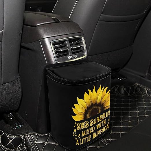 BIGCARJOB Sunflower Car Trash Bag for Back Seat Women Cute Auto Garbage Cans Hanging Vehicle Trash Bags Bins,Sunflower Auto Accessories Interior Car Organizer Bag(She's Sunshine Sunflower)