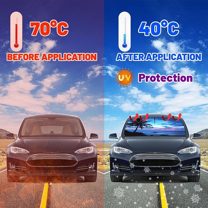 Palm Tree Car Sun Shade Umbrella Beach Coconut Tree Windshield Sun Shade for Car Rotable Umbrella Block UV & Heat Sunshades for Front Window Sunshade Covers for Auto Sedan SUV Pickup