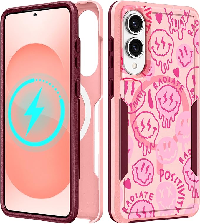 for Samsung Galaxy S25 Edge Case - Compatible with MagSafe Women Girls Cute Magnetic Protective Phone Cover Girly Unique Fashion Heavy Duty Shockproof Design for Samsung S25 Edge Case