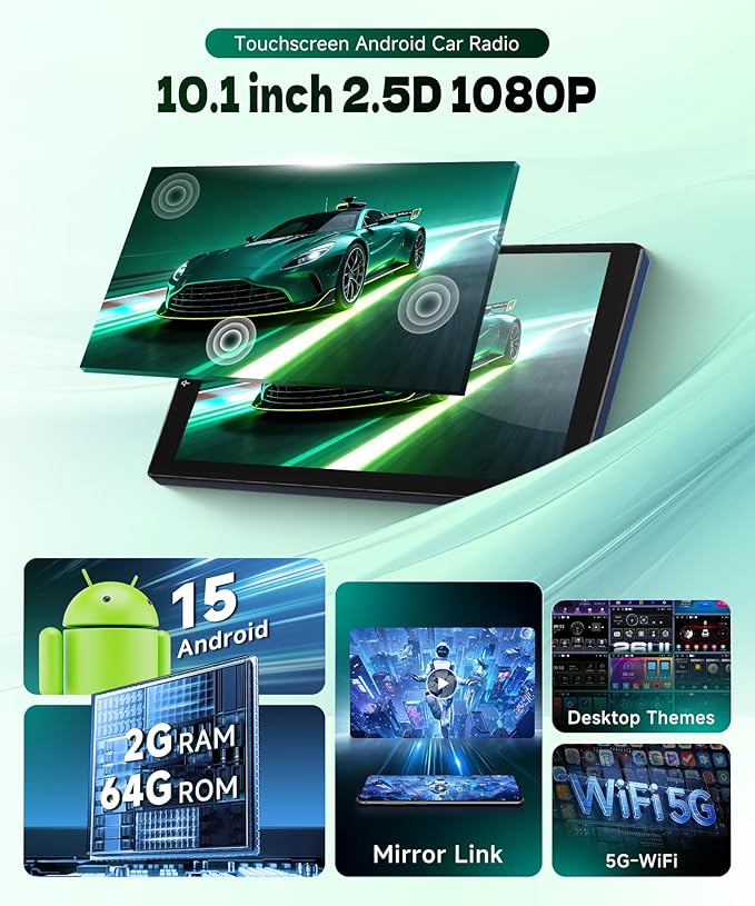 [5GHz-WiFi/Android 15] for Honda Civic 2006-2011 Wireless Carplay Android Car Stereo Support Wireless Android Auto with GPS Navigation AHD Backup Camera FM RDS Radio Receiver EQ SWC 2G+64G