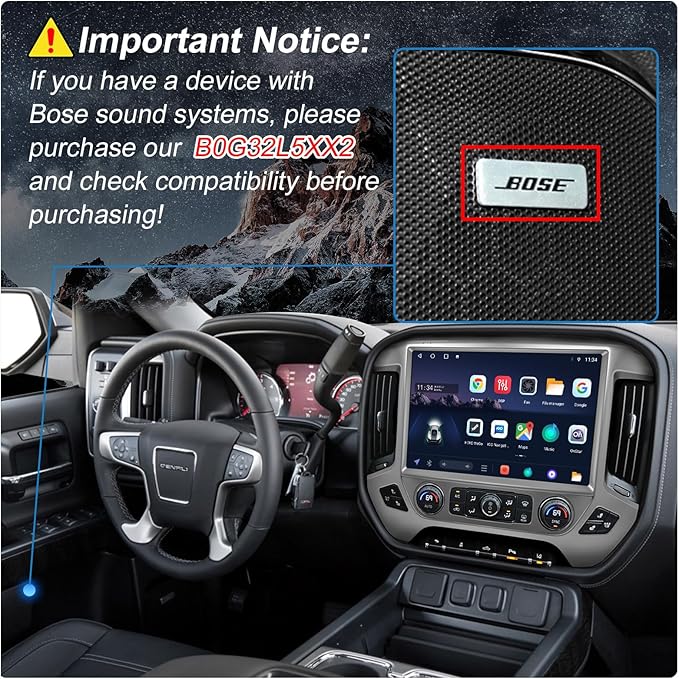 13.1" QLED Car Radio Stereo Upgrade for Chevy Silverado & GMC Sierra 2014-2018, 8-Core Head Unit 4GB+64GB with CarPlay/Android Auto, 2K Touch Screen and 1080P Backup Camera (6+128 Silver)