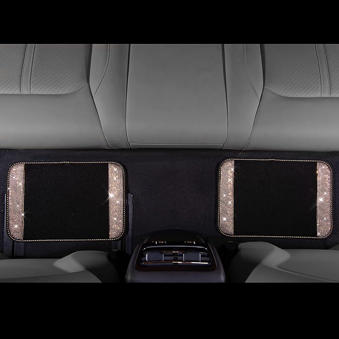 CAR PASS Bling Rhinestone Diamond Car Floor Mat, Crystal Sparkly Shining Glitter Carpet Waterproof Anti-Slip PVC Heel Pad, Universal for Interior Auto SUV,Sedan,Van,4pcs Girl Women Men, Champagne Gold
