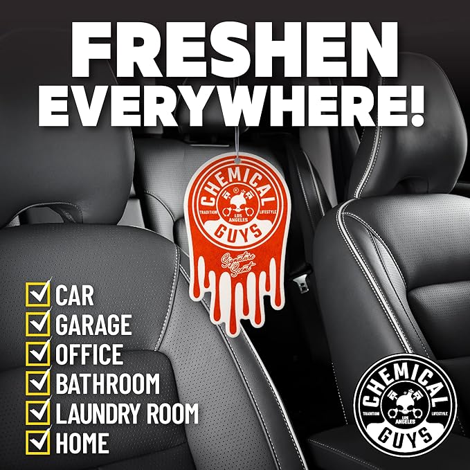 Chemical Guys Car Fresheners, Hanging Air Fresheners - Signature Scent for Cars, Trucks, SUVs, RVs, Home, Office, Work, Dorm Room, & More - 12 Pack